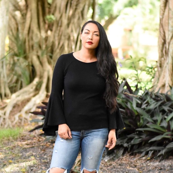 Black Bell sleeve Top - Picture 4 of 5